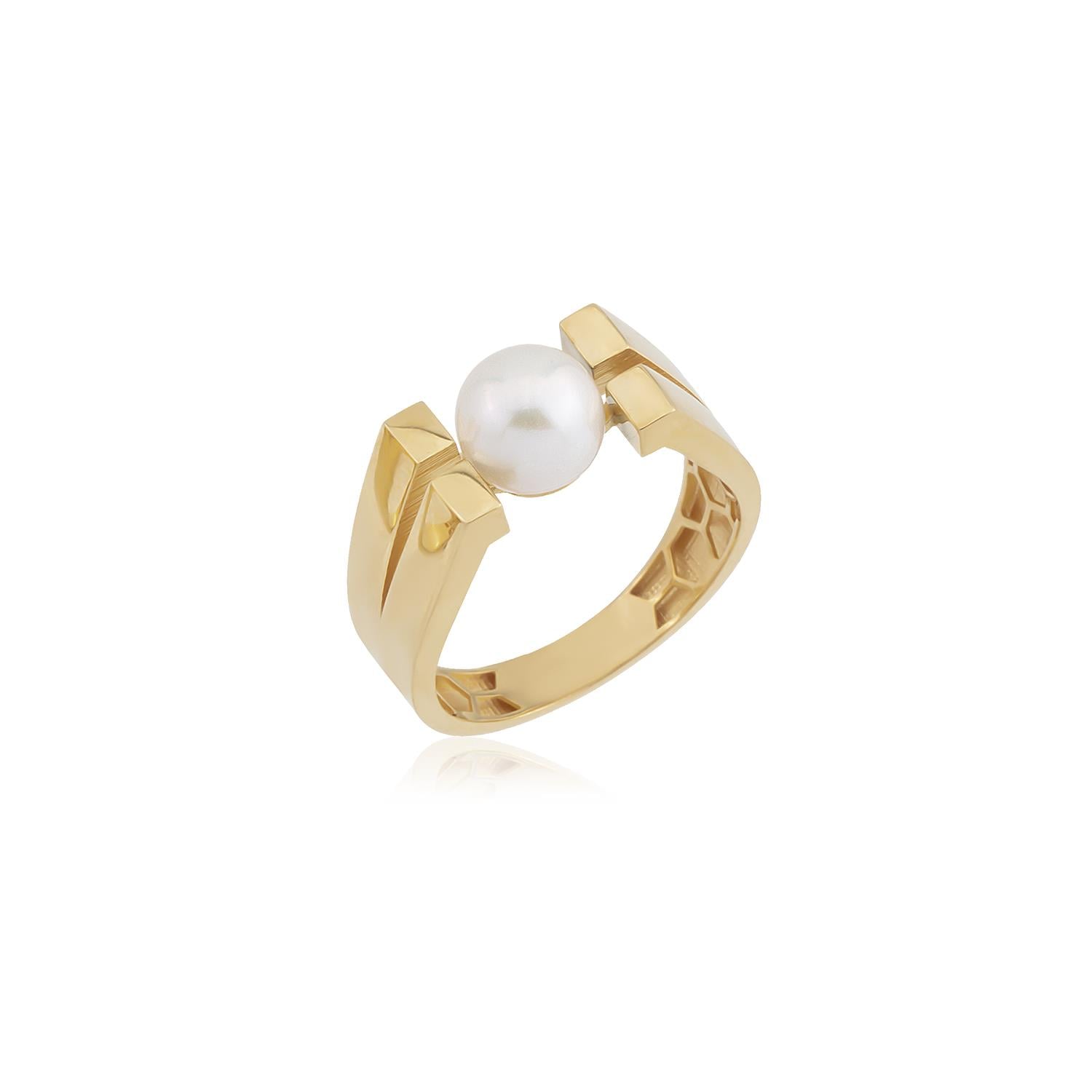 Altın ve İncili Fyrelle Yüzük