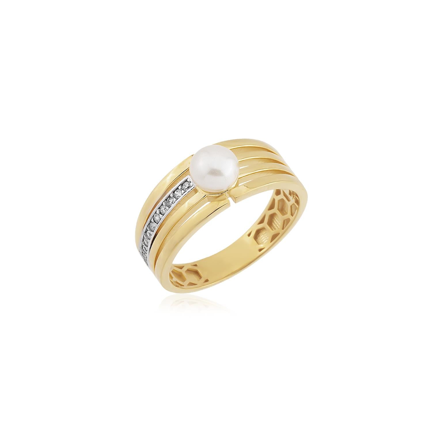 Altın ve İncili Elanique Yüzük