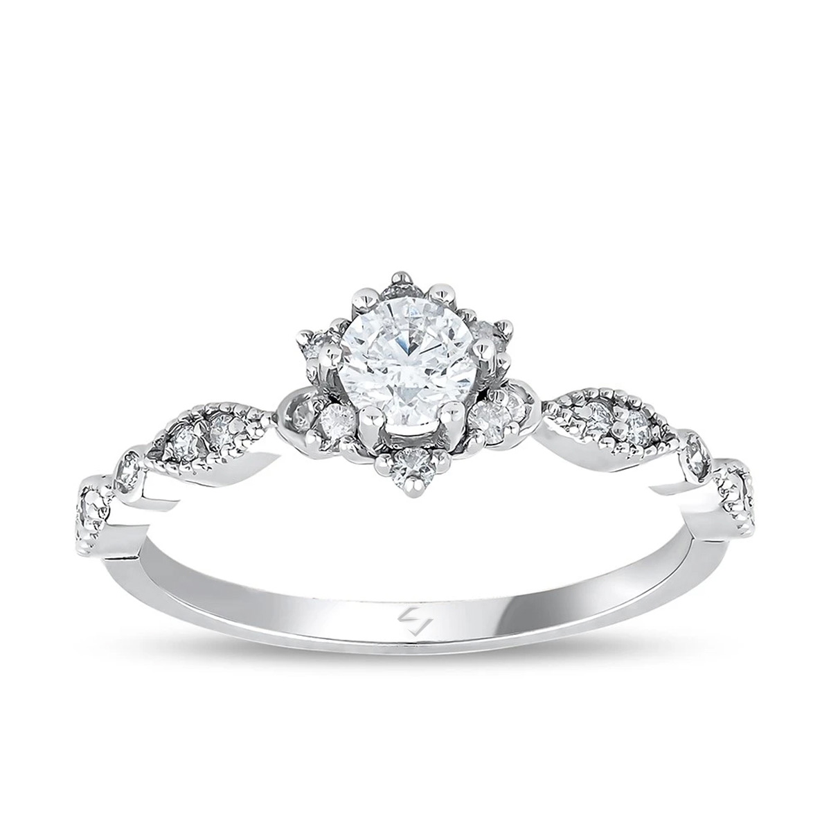 0,40 Toplam Karat Kolu Taşlı Pırlanta Lotus Yüzük