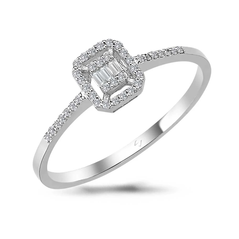 0,16 Toplam Karat Pırlanta Baget Yüzük