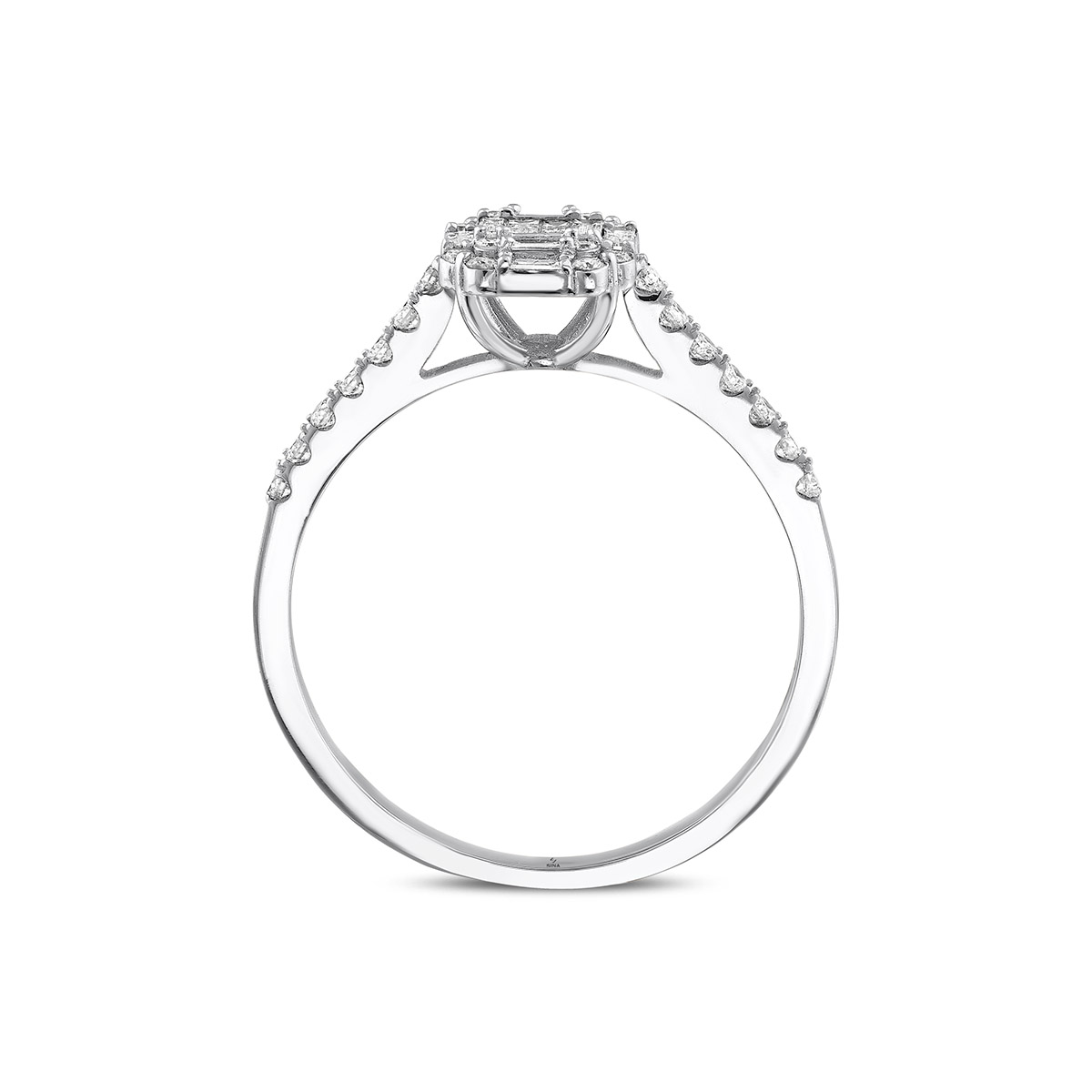 0,39 Karat Kolları Taşlı Pırlantalı Baget Yüzük